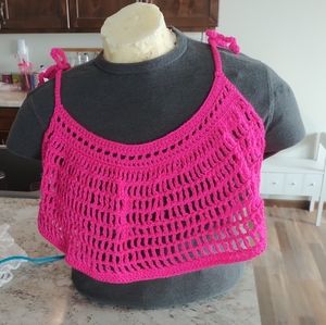Hot pink beach crop top